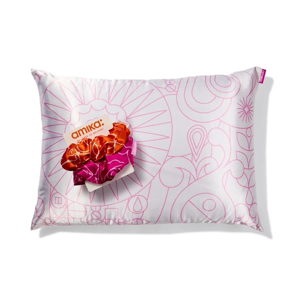 NWT sealed Amika Pink and White Pillowcase